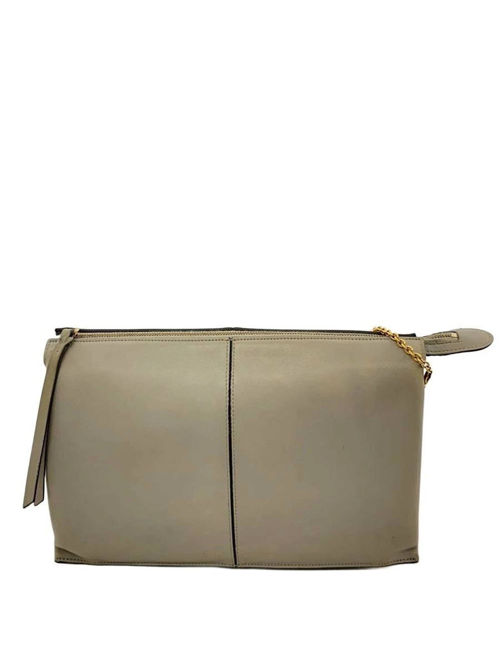 Celine Trifold Chain Shoulder Bag Leather Gray